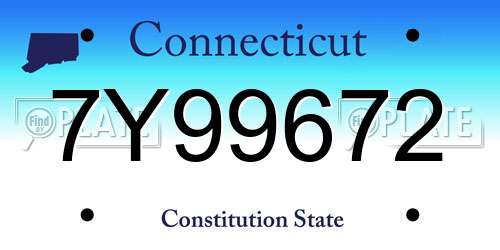 7Y99672 Connecticut License Plate