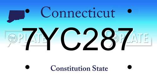 7YC287 Connecticut License Plate