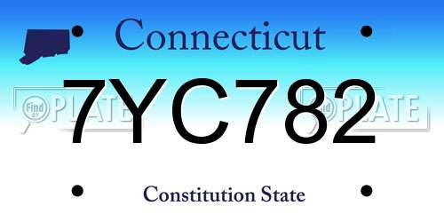 7YC782 Connecticut License Plate