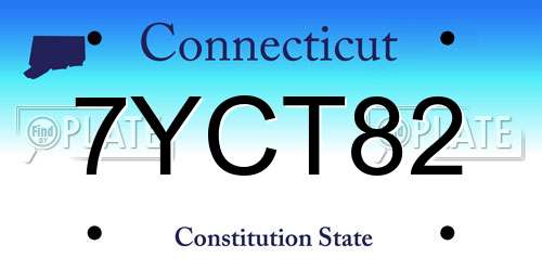 7YCT82 Connecticut License Plate