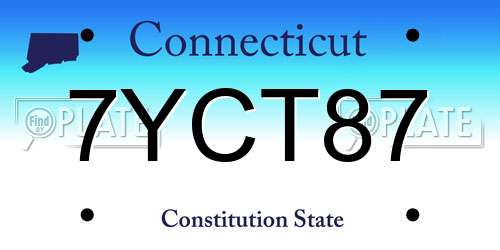 7YCT87 Connecticut License Plate