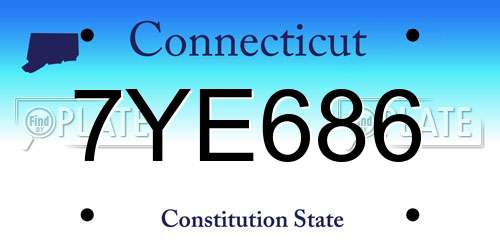 7YE686 Connecticut License Plate