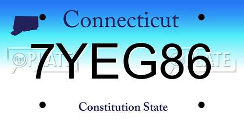 7YEG86 Connecticut License Plate