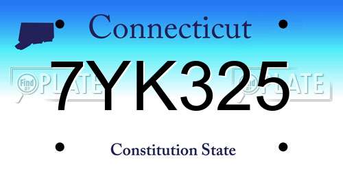 7YK325 Connecticut License Plate