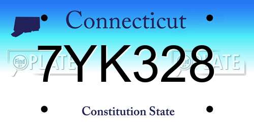 7YK328 Connecticut License Plate