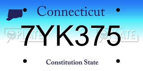 7YK375 Connecticut License Plate