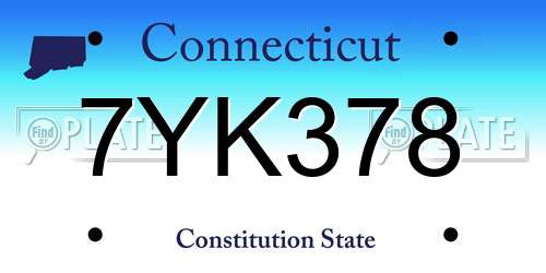 7YK378 Connecticut License Plate