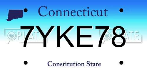 7YKE78 Connecticut License Plate