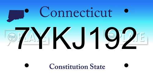 7YKJ192 Connecticut License Plate
