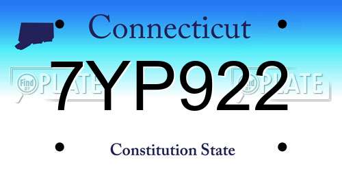 7YP922 Connecticut License Plate