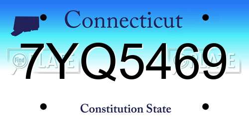 7YQ5469 Connecticut License Plate