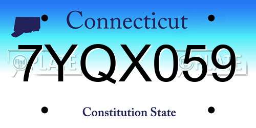 7YQX059 Connecticut License Plate
