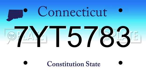 7YT5783 Connecticut License Plate