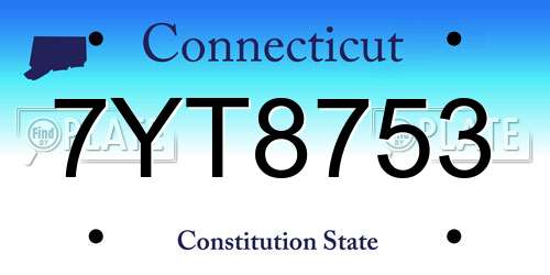 7YT8753 Connecticut License Plate
