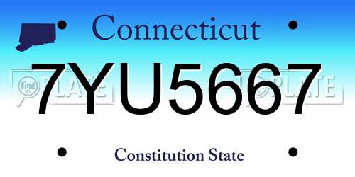 7YU5667 Connecticut License Plate