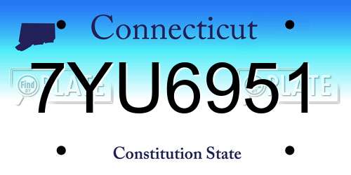7YU6951 Connecticut License Plate