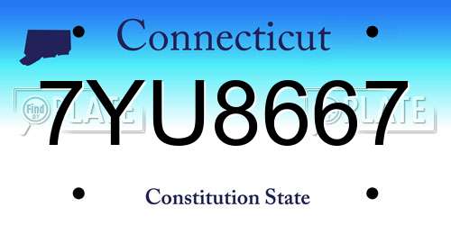 7YU8667 Connecticut License Plate