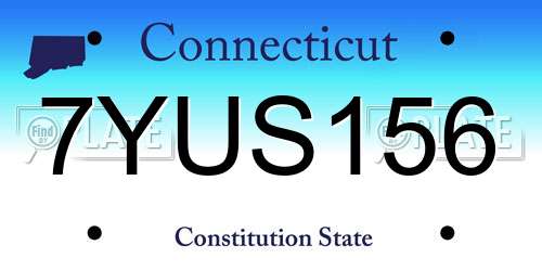 7YUS156 Connecticut License Plate