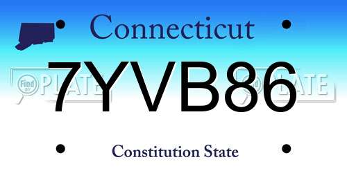 7YVB86 Connecticut License Plate