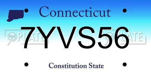 7YVS56 Connecticut License Plate