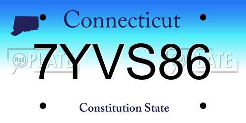 7YVS86 Connecticut License Plate