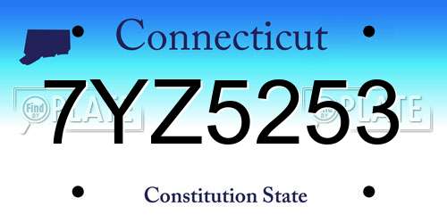 7YZ5253 Connecticut License Plate