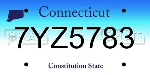 7YZ5783 Connecticut License Plate