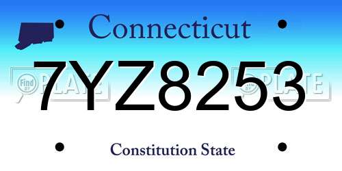 7YZ8253 Connecticut License Plate