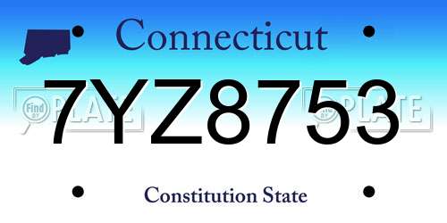 7YZ8753 Connecticut License Plate