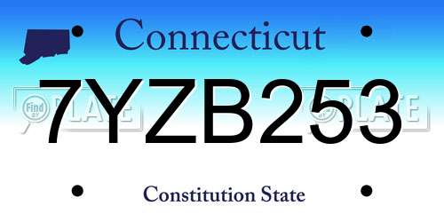 7YZB253 Connecticut License Plate