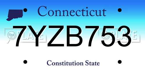 7YZB753 Connecticut License Plate