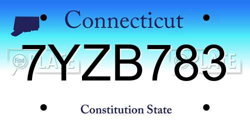 7YZB783 Connecticut License Plate