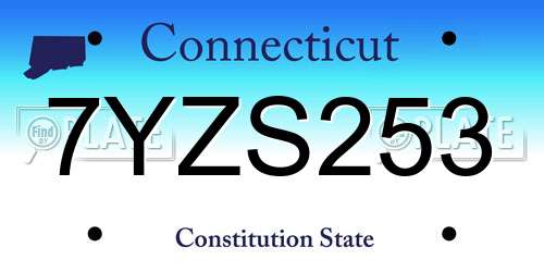 7YZS253 Connecticut License Plate