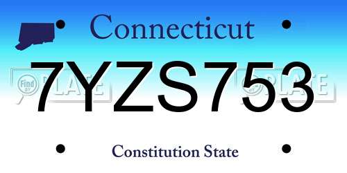 7YZS753 Connecticut License Plate