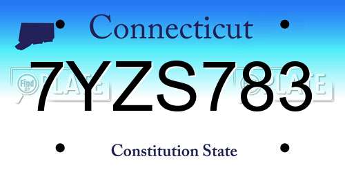 7YZS783 Connecticut License Plate