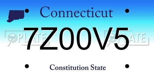 7Z00V5 Connecticut License Plate