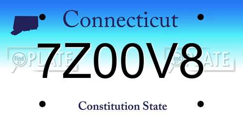 7Z00V8 Connecticut License Plate