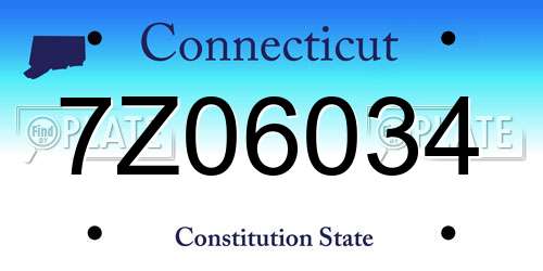 7Z06034 Connecticut License Plate