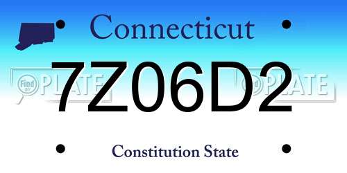 7Z06D2 Connecticut License Plate