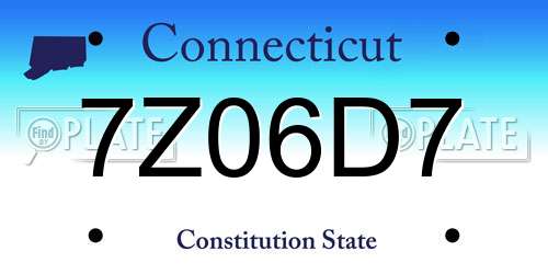 7Z06D7 Connecticut License Plate