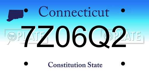 7Z06Q2 Connecticut License Plate