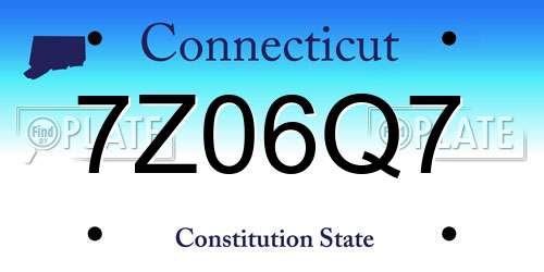 7Z06Q7 Connecticut License Plate