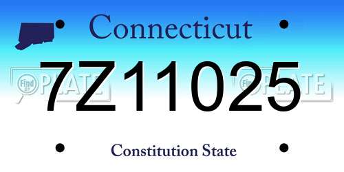 7Z11025 Connecticut License Plate