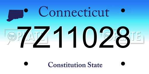 7Z11028 Connecticut License Plate