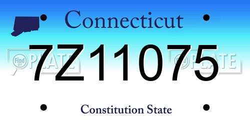 7Z11075 Connecticut License Plate