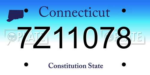 7Z11078 Connecticut License Plate