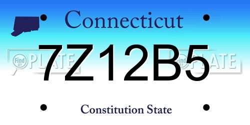 7Z12B5 Connecticut License Plate