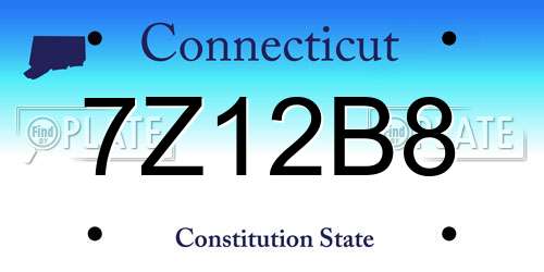 7Z12B8 Connecticut License Plate