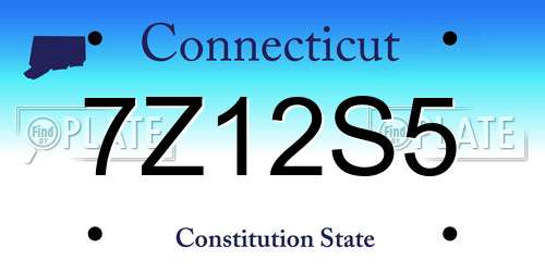 7Z12S5 Connecticut License Plate