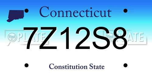 7Z12S8 Connecticut License Plate
